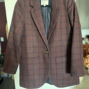 Madewell Burgundy Plaid Blazer